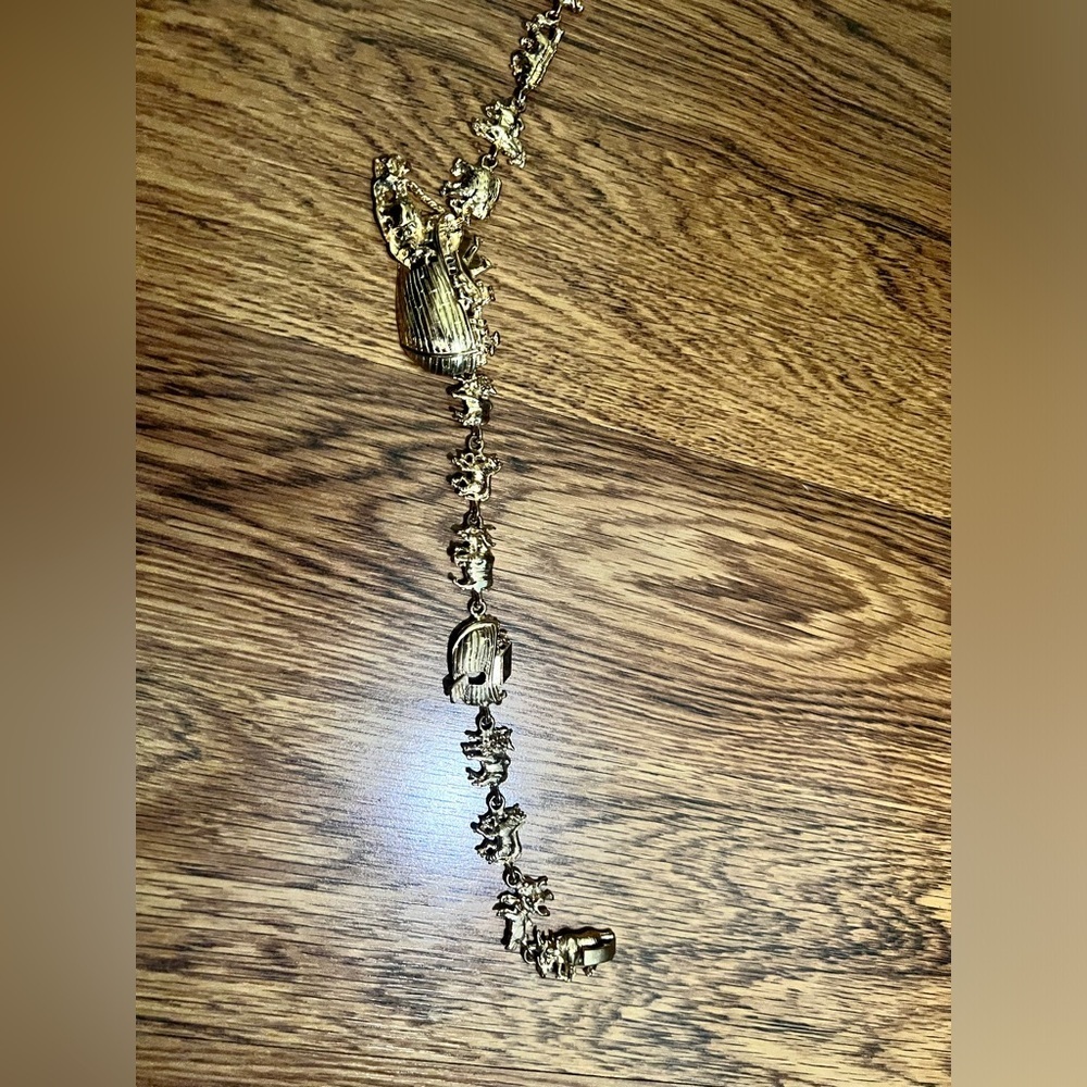 Vintage Plated Noah's Ark Charm Necklace 90s vtg animals ark Christian cross - Picture 13 of 16